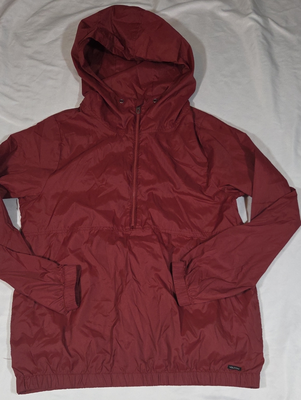 Volcom Stone Bergandy Red Water Resistant Windbreaker Mens Size Small